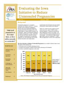 Evaluating the Iowa Initiative to Reduce Unintended Pregnancies Brief No. 1  February, 2010