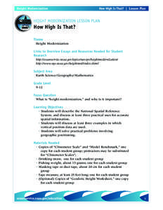 Height Modernization  How High Is That? | Lesson Plan HEIGHT MODERNIZATION LESSON PLAN