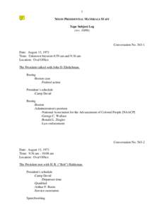 1 NIXON PRESIDENTIAL MATERIALS STAFF Tape Subject Log (rev[removed]Conversation No[removed]