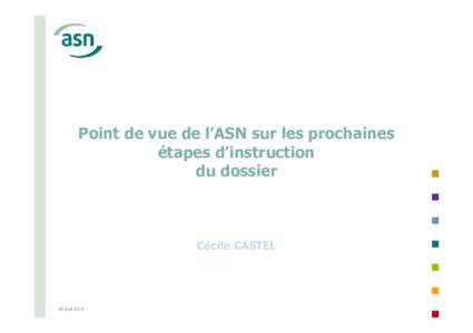 Point de vue de l’ASN sur les prochaines étapes d’instruction du dossier Cécile CASTEL