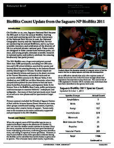 Resource Brief  National Park Service U.S. Department of the Interior Saguaro National Park Resource Management Division