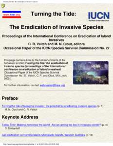 Turning the tide: the eradication of invasive species  Turning the Tide: The Eradication of Invasive Species Proceedings of the International Conference on Eradication of Island Invasives