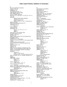 Index: Susan Priestley: Cattlemen to Commuters A. AJC (see: Australian Jam Company) abattoirs 60, 69, 182 aborigines 2, 18-19 acclimatisation 52