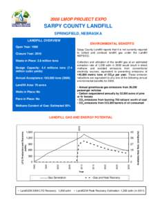 2008 LMOP PROJECT EXPO SARPY COUNTY LANDFILL SPRINGFIELD, NEBRASKA