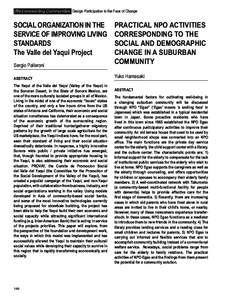 (Re)constructing Communities Design Participation in the Face of Change  SOCIAL ORGANIZATION IN THE SERVICE OF IMPROVING LIVING STANDARDS The Valle del Yaqui Project