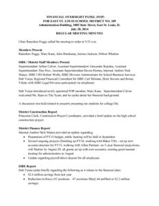 East St. Louis School District 189 Financial Oversight Panel Meeting Minutes - July 28, 2014