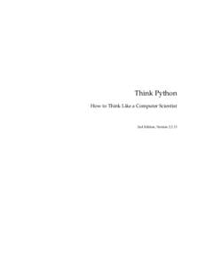 Think Python How to Think Like a Computer Scientist 2nd Edition, Version  Think Python