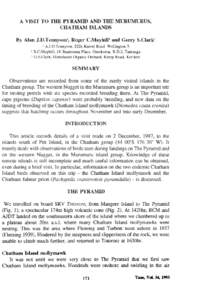 A VISIT T O T H E PYRAMID AND T H E MURUMURUS, C H A T H A M ISLANDS By Alan J.D.Tennyson , Roger C.Mayhill and Gerry S.Clark 1  2
