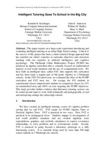 Tutor / Multiple representations / Intelligent tutoring system / Cognitive tutor / Formative assessment / National Council of Teachers of Mathematics / Steven Ritter / Mitchell J. Nathan / Education / Educational psychology / Mathematics education