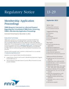 Regulatory Notice	[removed]Membership Application Proceedings