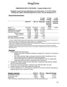 Marketing / United Kingdom / Castorama / Brico Dépôt / B&Q / Hornbach / Screwfix / IKEA / The Co-operative Group / Hardware stores / Kingfisher plc / Economy of the United Kingdom