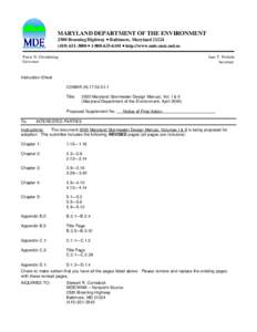 MARYLAND DEPARTMENT OF THE ENVIRONMENT 2500 Broening Highway • Baltimore, Maryland[removed]3000 • [removed] • http://www.mde.state.md.us Parris N. Glendening Governor