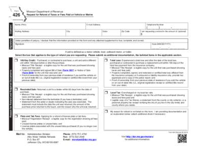 Request for Refund of Taxes or Fees Paid on Vehicle or Marine