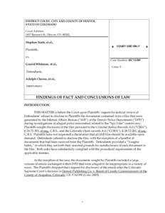 DISTRICT COURT, CITY AND COUNTY OF DENVER, STATE OF COLORADO Court Address: 1437 Bannock St., Denver, CO[removed],  Stephen Nash, et al.,