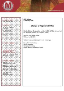 Microsoft Word[removed]MNM ASX Release - Change Registered Office.docx