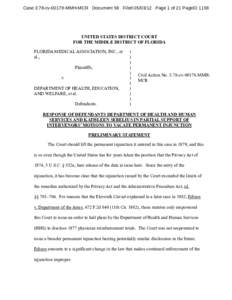 Case 3:78-cv[removed]MMH-MCR Document 58 Filed[removed]Page 1 of 21 PageID[removed]UNITED STATES DISTRICT COURT FOR THE MIDDLE DISTRICT OF FLORIDA FLORIDA MEDICAL ASSOCIATION, INC., et al.,