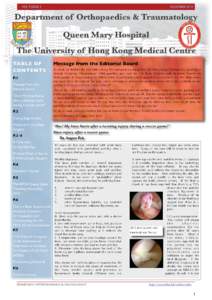 VOL 9 ISSUE 3  DECEMBER 2010 Department of Orthopaedics & Traumatology Queen Mary Hospital