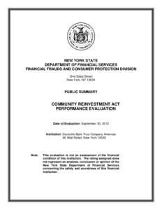 Urban economics / Urban politics in the United States / Politics of the United States / Community Reinvestment Act / Economy of the United States / New York State Banking Department / Law / Bank / Government policies and the subprime mortgage crisis / Mortgage industry of the United States / Community development / United States housing bubble