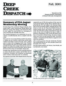 DEEP CREEK DISPATCH ➠ Summary of POA August Membership Meeting