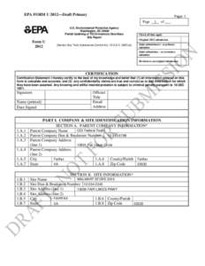 EPA FORM U[removed]Draft Primary  Page: 1 Page U.S. Environmental Protection Agency