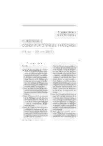 P i e r r e Av r i l Jean Gicquel CHRONIQUE CONSTITUTIONNELLE FRANÇAISE (11
