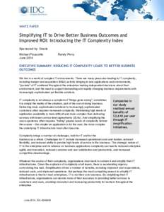 Simplifying IT to Drive Better Business Outcomes and Improved ROI: Introducing the IT Complexity Index