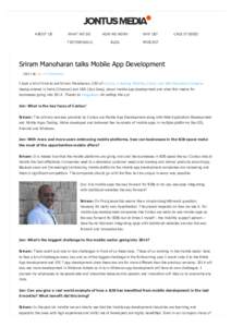 Sriram Manoharan talks Mobile App Development