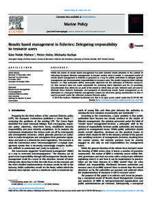 Marine Policy[removed]–451  Contents lists available at ScienceDirect Marine Policy journal homepage: www.elsevier.com/locate/marpol