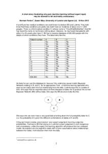 A short story illustrating why pure machine learning (without expert input) may be doomed to fail and totally unnecessary 1 Norman Fenton , Queen Mary University of London and Agena Ltd, 19 Nov 2012 A and B are two medic