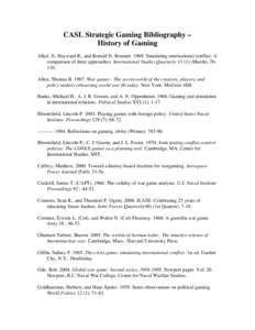 CASL Strategic Gaming Bibliography – Overall