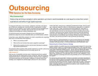 Outsourcing  The The Solution Solution for for the