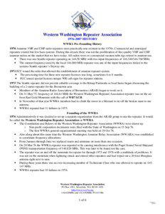 Western Washington Repeater Association[removed]HISTORY WWRA Pre-Founding History