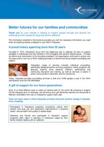 Better futures for our families and communities