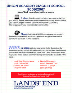 Union Academy Magnet School[removed]Lands’ End: your school uniform source. Online: Go to landsend.com/school and create or sign in to