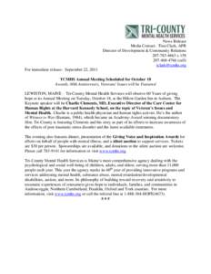 News Release Media Contact: Tina Clark, APR Director of Development & Community Relations[removed]x[removed] (cell) [removed]