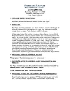 Second / Parliamentary procedure / Porter Ranch /  Los Angeles / Minutes