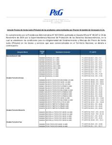 ____________________________________________________________________________________________________ Procter & Gamble de Venezuela, S.C.A. ApartadoCaracas 1080, Venezuela RIF JLista de Precios de Ve