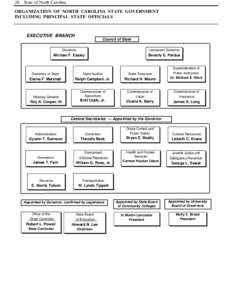 20  State of North Carolina ORGANIZATION OF NORTH CAROLINA STATE GOVERNMENT INCLUDING PRINCIPAL STATE OFFICIALS