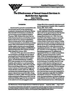 Applied Research Forum National Online Resource Center on Violence Against Women The Effectiveness of Sexual Assault Services in Multi-Service Agencies Debra Patterson