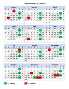 2014 Biweekly Pay Schedule Claendar