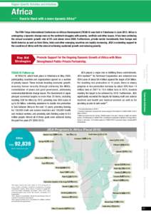 Tokyo International Conference on African Development / Japan International Cooperation Agency / Japan / International economics / Japan Overseas Cooperation Volunteers / African Development Bank / Egypt-Japan University of Science and Technology / Sub-Saharan Africa / Aid / Foreign relations of Japan / Africa / Politics of Africa