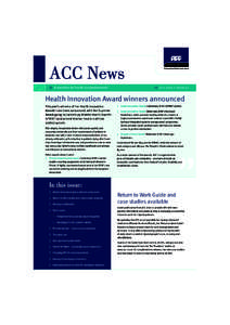 ACC News ll A newsletter for health care professionals ll J u ly – I SS U E 9 2  Health Innovation Award winners announced