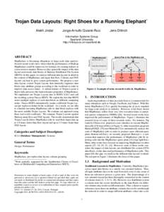 Trojan Data Layouts: Right Shoes for a Running Elephant∗ Alekh Jindal Jorge-Arnulfo Quiané-Ruiz  Jens Dittrich