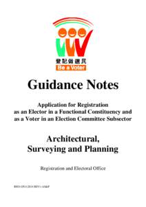 Guidance Notes Application for Registration as an Elector in a Functional Constituency and as a Voter in an Election Committee Subsector  Architectural,