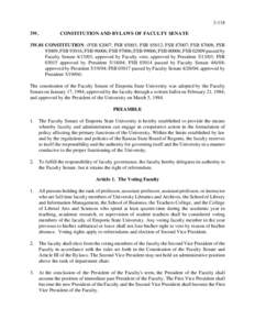 3-118 3W. CONSTITUTION AND BYLAWS OF FACULTY SENATE  3W.01 CONSTITUTION (FSB 82007; FSR 85003; FSR 85012; FSB 87007; FSB 87008; FSR