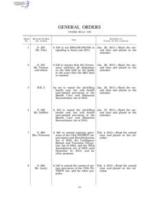 GENERAL ORDERS UNDER RULE VIII MEASURE NUMBER AND AUTHOR  TITLE