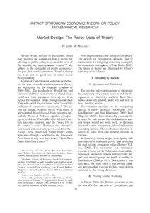 IMPACT OF MODERN ECONOMIC THEORY ON POLICY AND EMPIRICAL RESEARCH†
