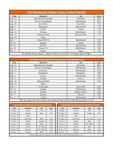 2016 Burkburnett Bulldog Varsity Football Schedule Date Aug. 12 Aug. 19 Aug. 26 Sept. 2