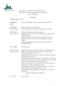 2014 Native Strong Grantee Conference Agenda