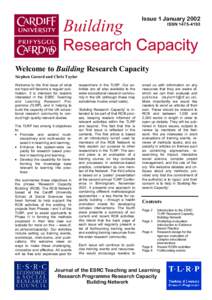 Building  Issue 1 January 2002 ISSN[removed]Welcome to Building Research Capacity